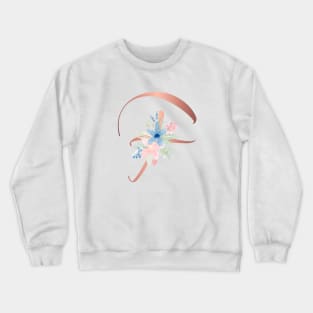 Letter F Rose Gold and Watercolor Blush Pink and Navy Crewneck Sweatshirt